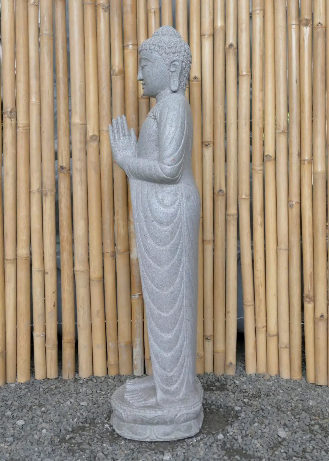  Product image 5 of the product “Standing Buddha made of Riverstone, position Namaskara , H. 120cm. ”